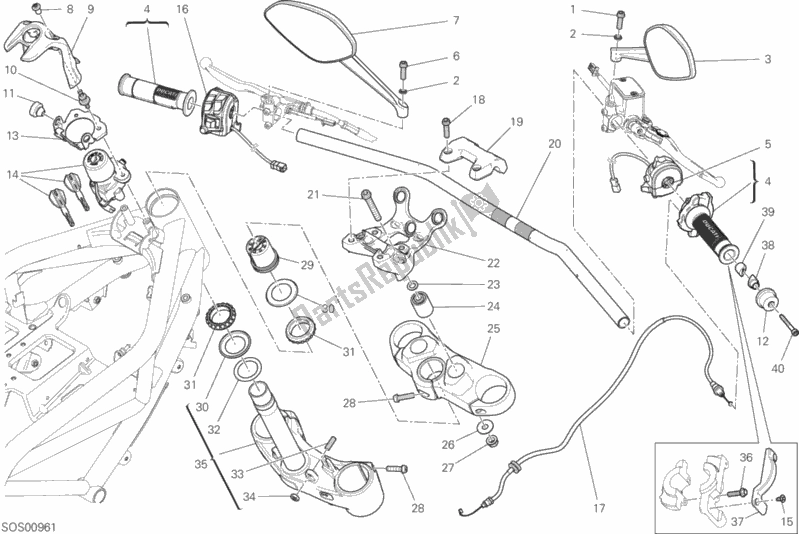 Todas las partes para Manillar Y Controles de Ducati Monster 797 Brasil 2019